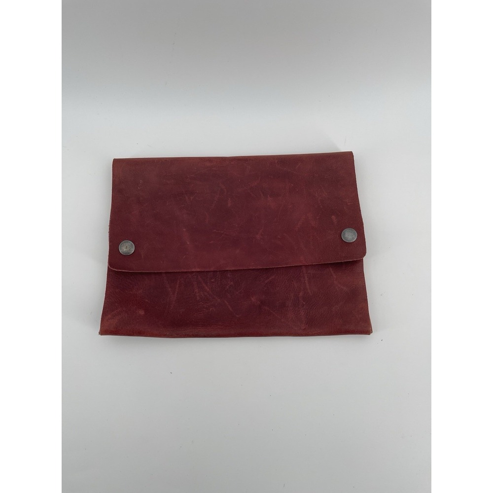 Hide & Drink Leather Pouch Wallet Red Handmade Snap Closure Unisex Rustic.‎